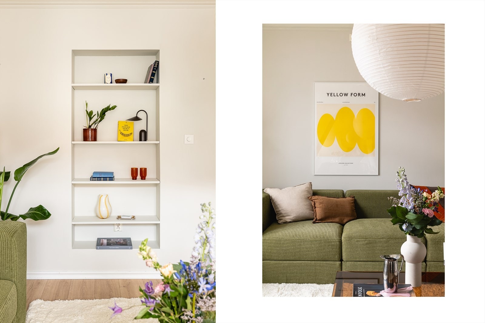 Praktiske, innebygde hyller gir et stilrent utrykk. Galleribilde