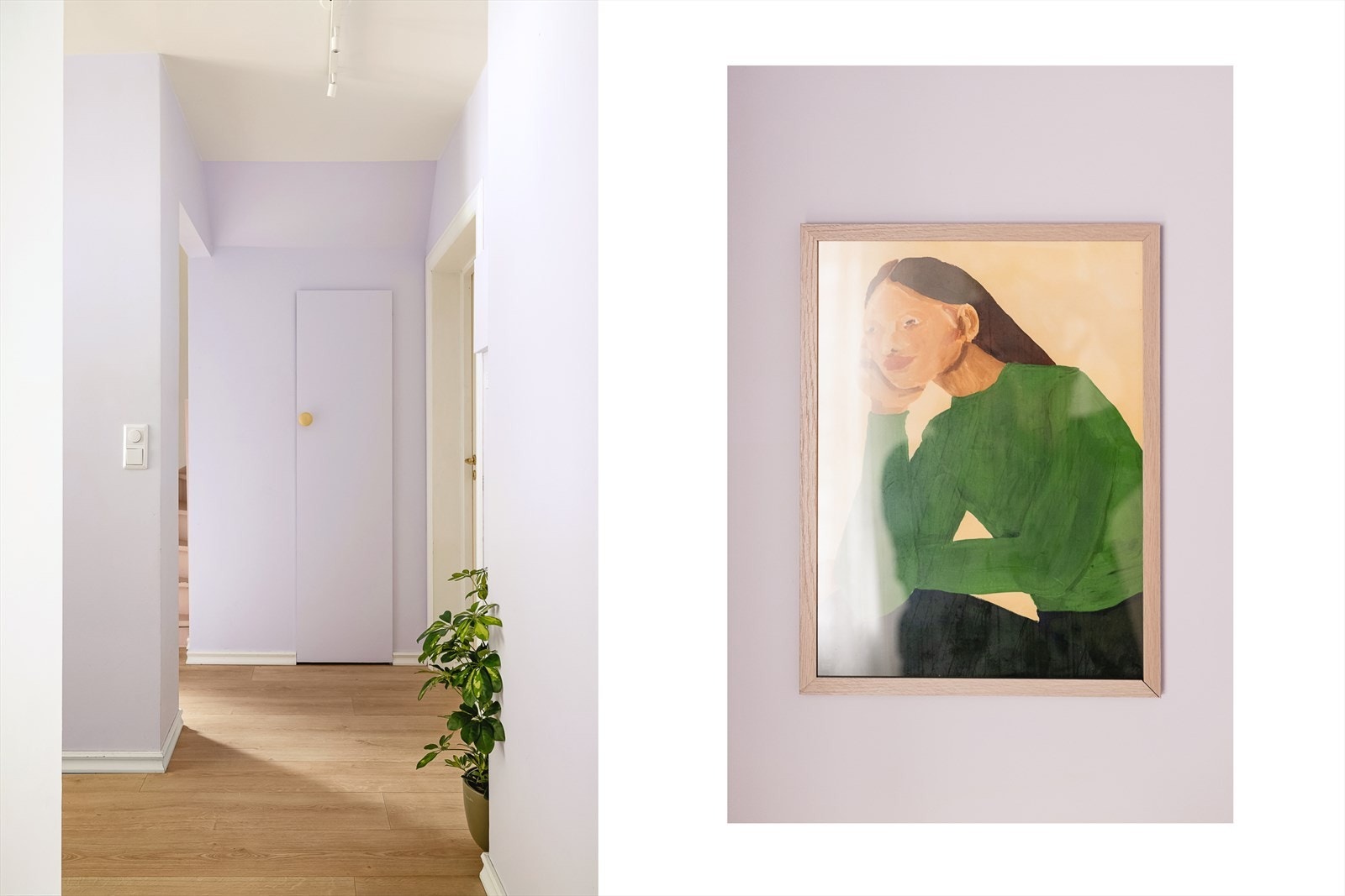 Leiligheten er malt i nydelige fargenyanser som skaper en varm og trivelig atmosfære. Galleribilde