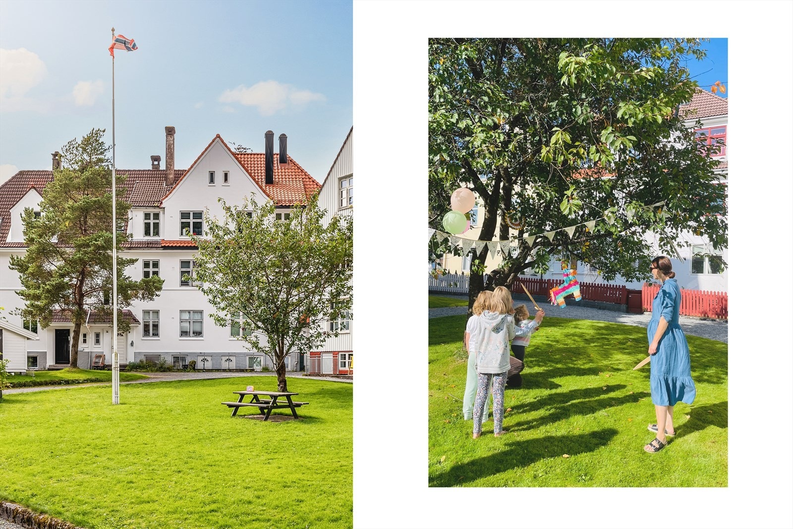 Flott opparbeidet grøntareal for lek og morro. Galleribilde