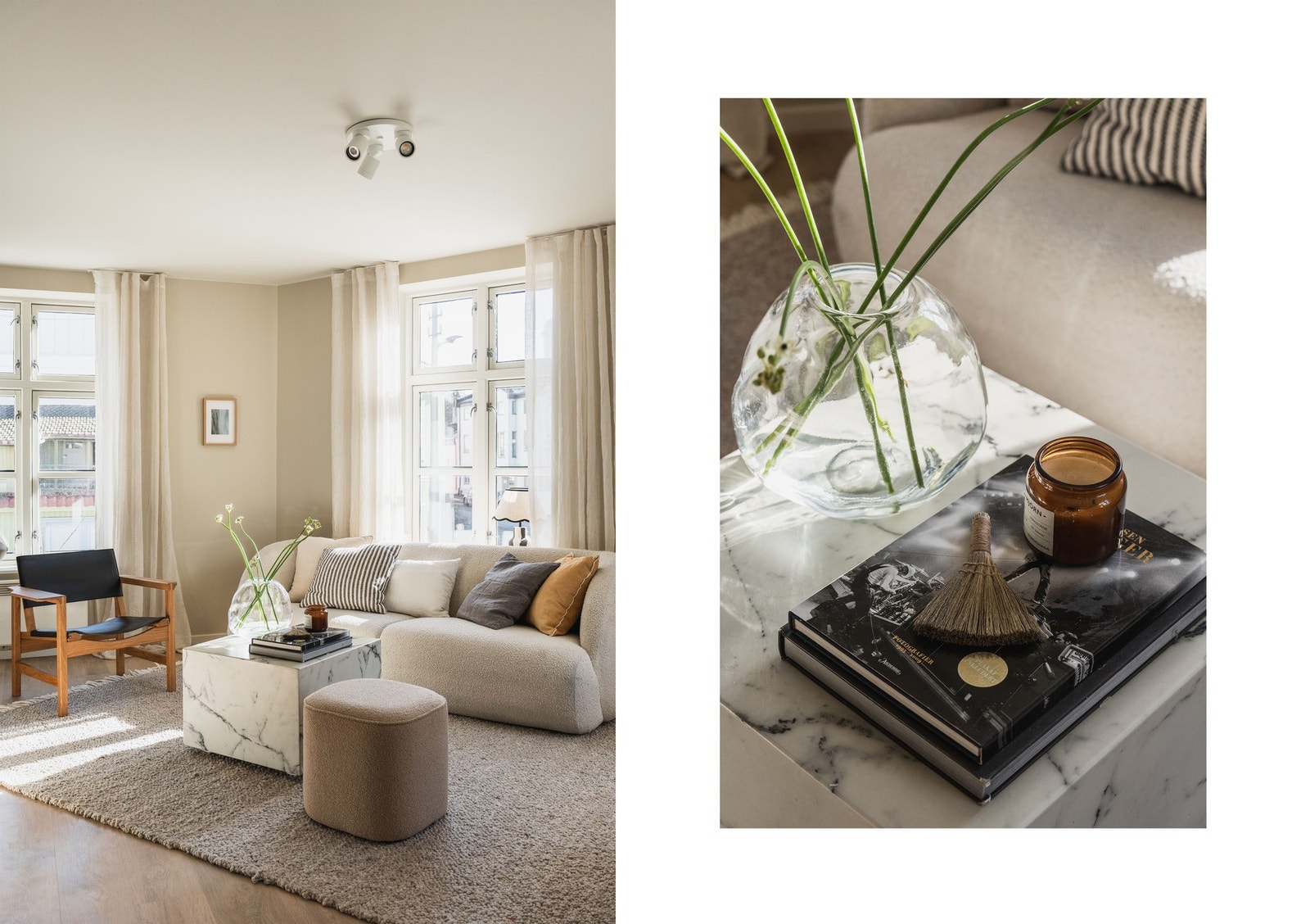 Med hjørneplassering i bygget og store vindusflater, slipper rikelig med daglys inn i leiligheten. Galleribilde