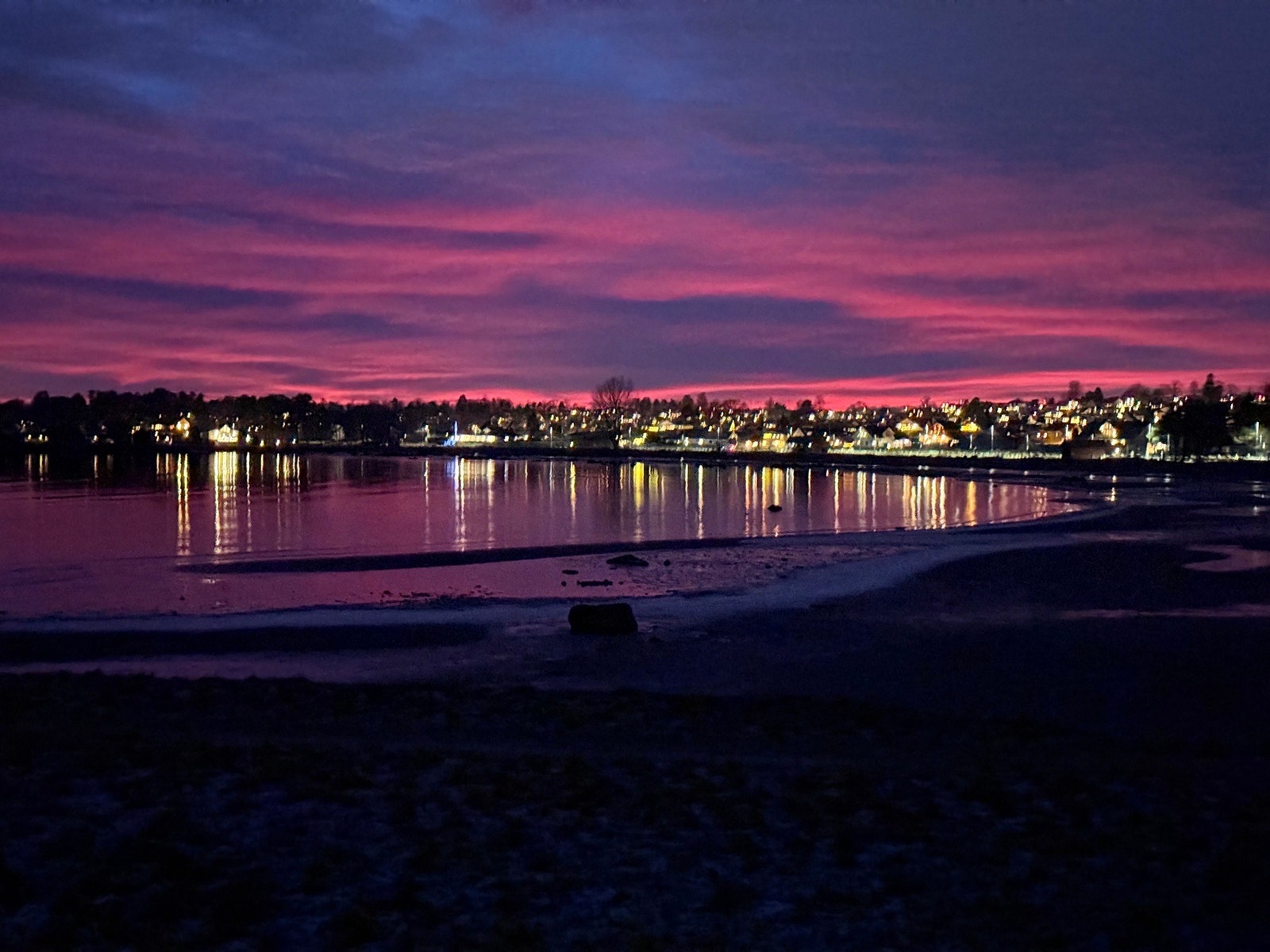 Solnedgang fra Vallø kyststi. Galleribilde