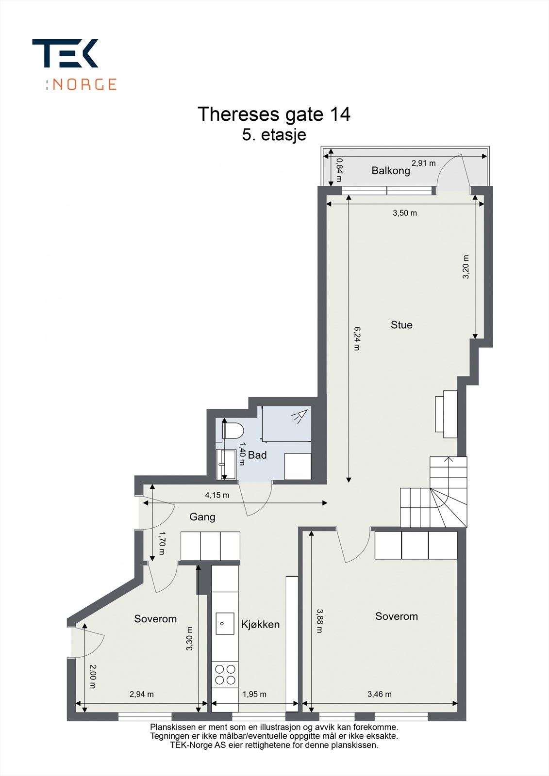 Plantegning 5. etasje. Galleribilde