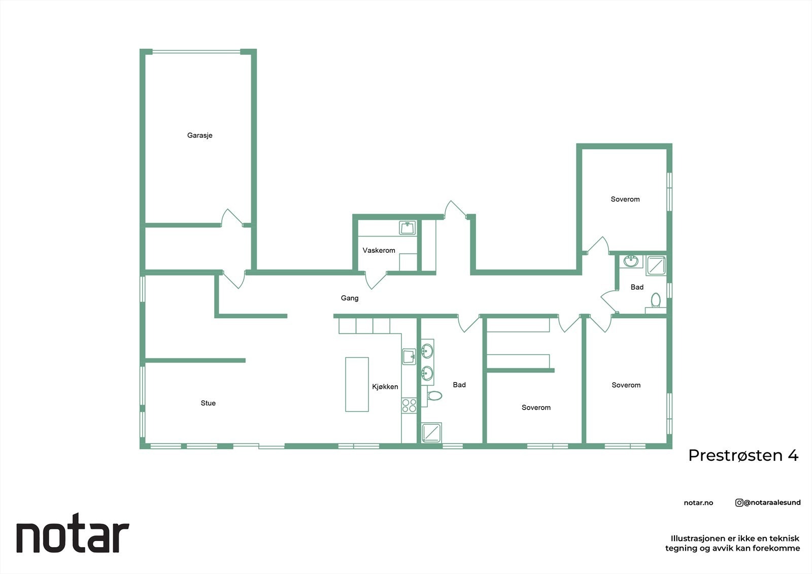 Planskisse over leiligheten Galleribilde