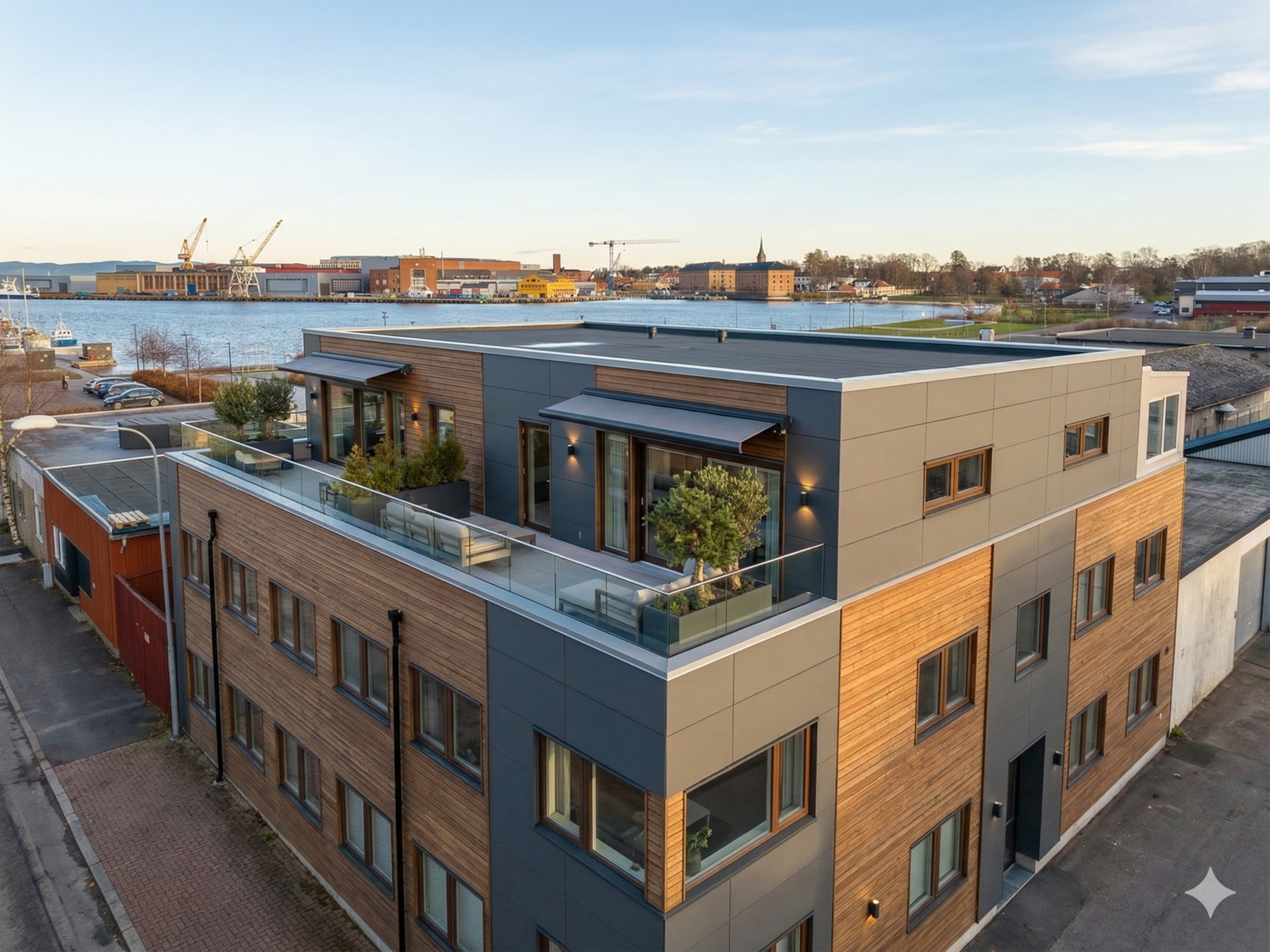 Her ser vi et illustrasjonsfoto (AI-genert) av mulig ny fasade på Bankløkka 13 Galleribilde