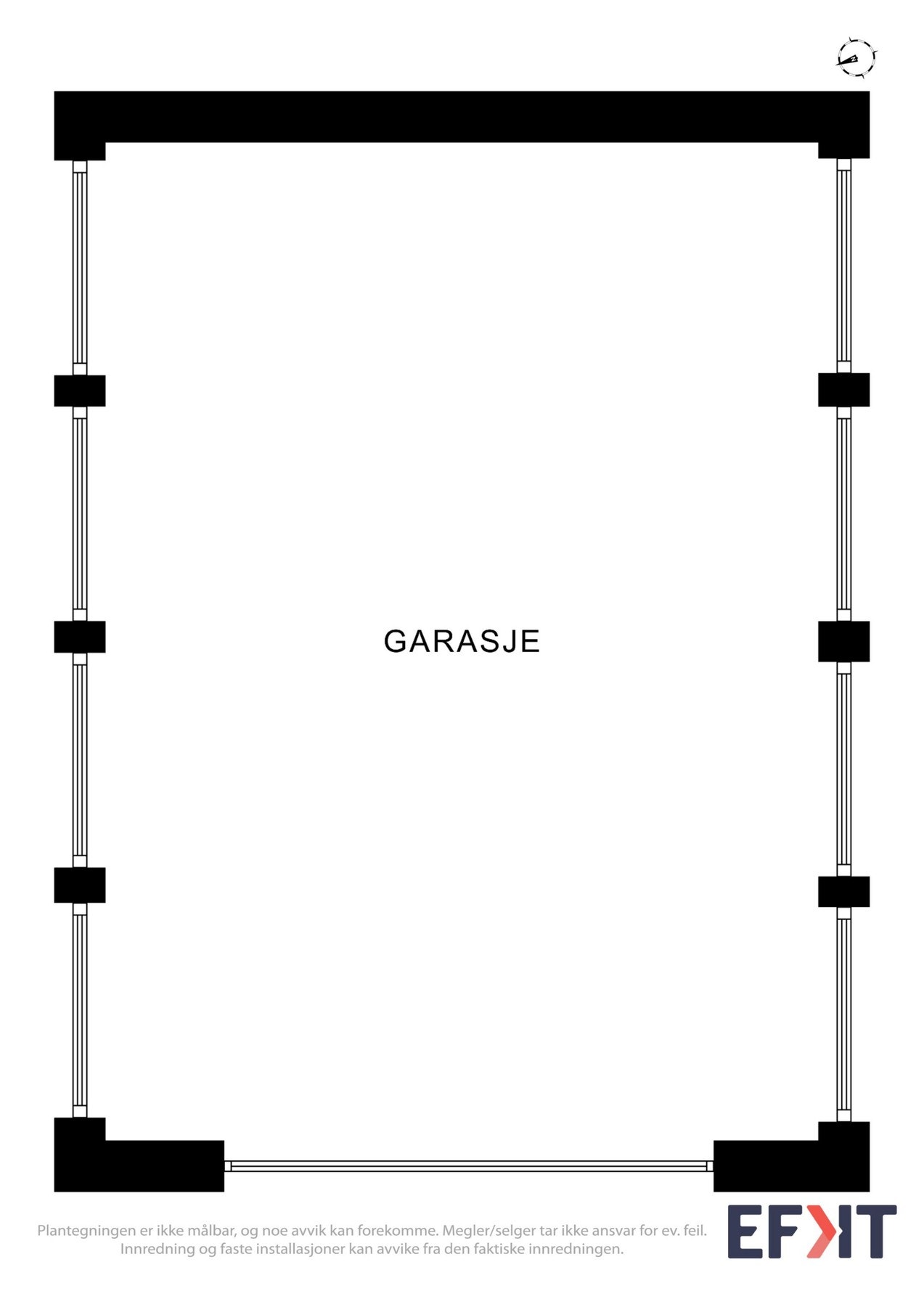 Garasjen er et enkelt stort rom. Galleribilde