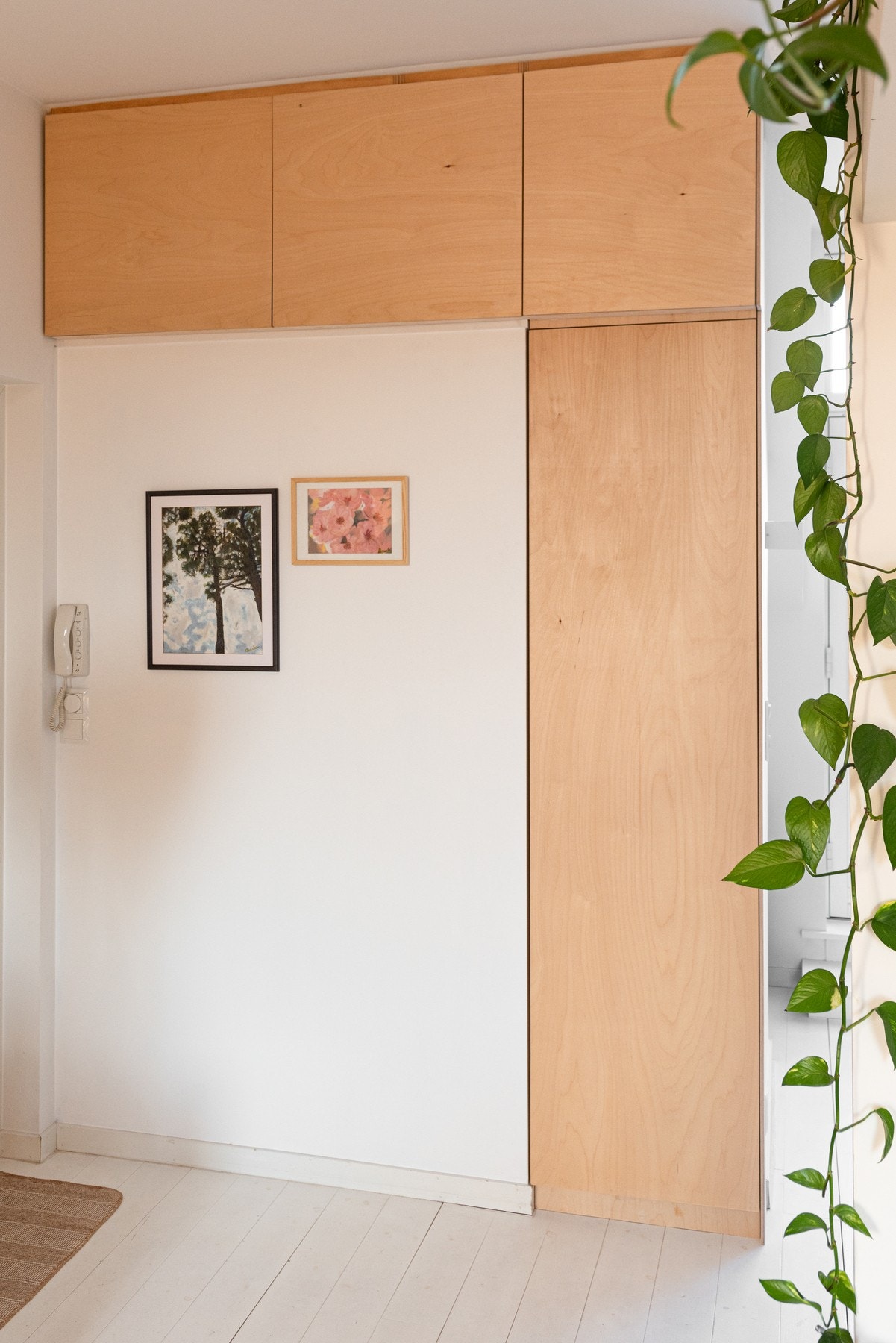I gangen er det innebygd skap med plass til sko og oppbevaring. Galleribilde