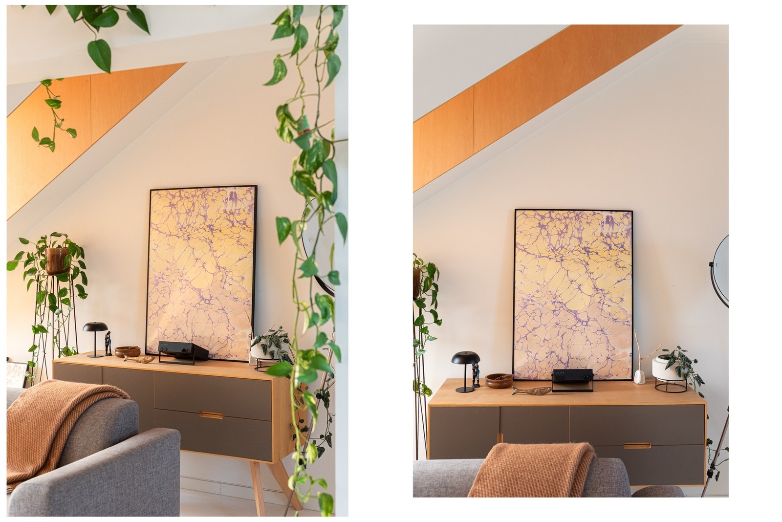 Leiligheten holder en høy standard på innredninger og overflater, som preges av tidsriktige farge- og materialvalg. Galleribilde