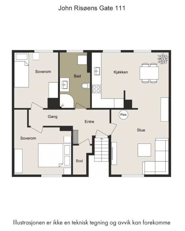 Plantegning - 76 m² med 2 soverom og lagerrom Galleribilde