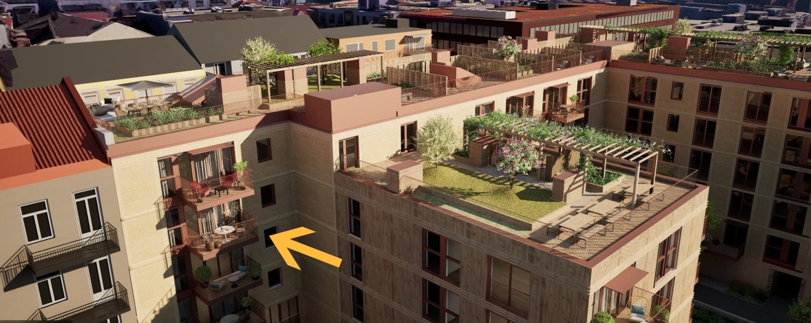 Leilighet B504 ble håndplukket av Kjøper 1 med tanke på lys forhold og informasjon gjennom utbyggers salgsmatriell. Galleribilde