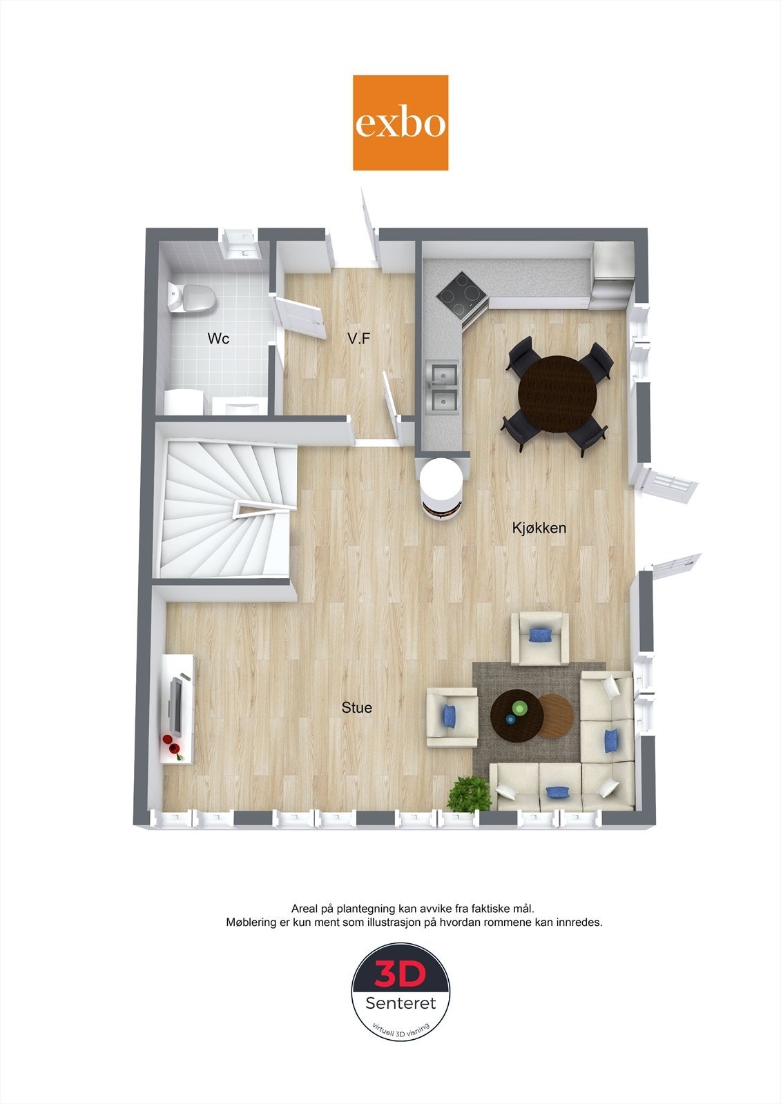 Det er følgende plantegning i 1.etasje Galleribilde