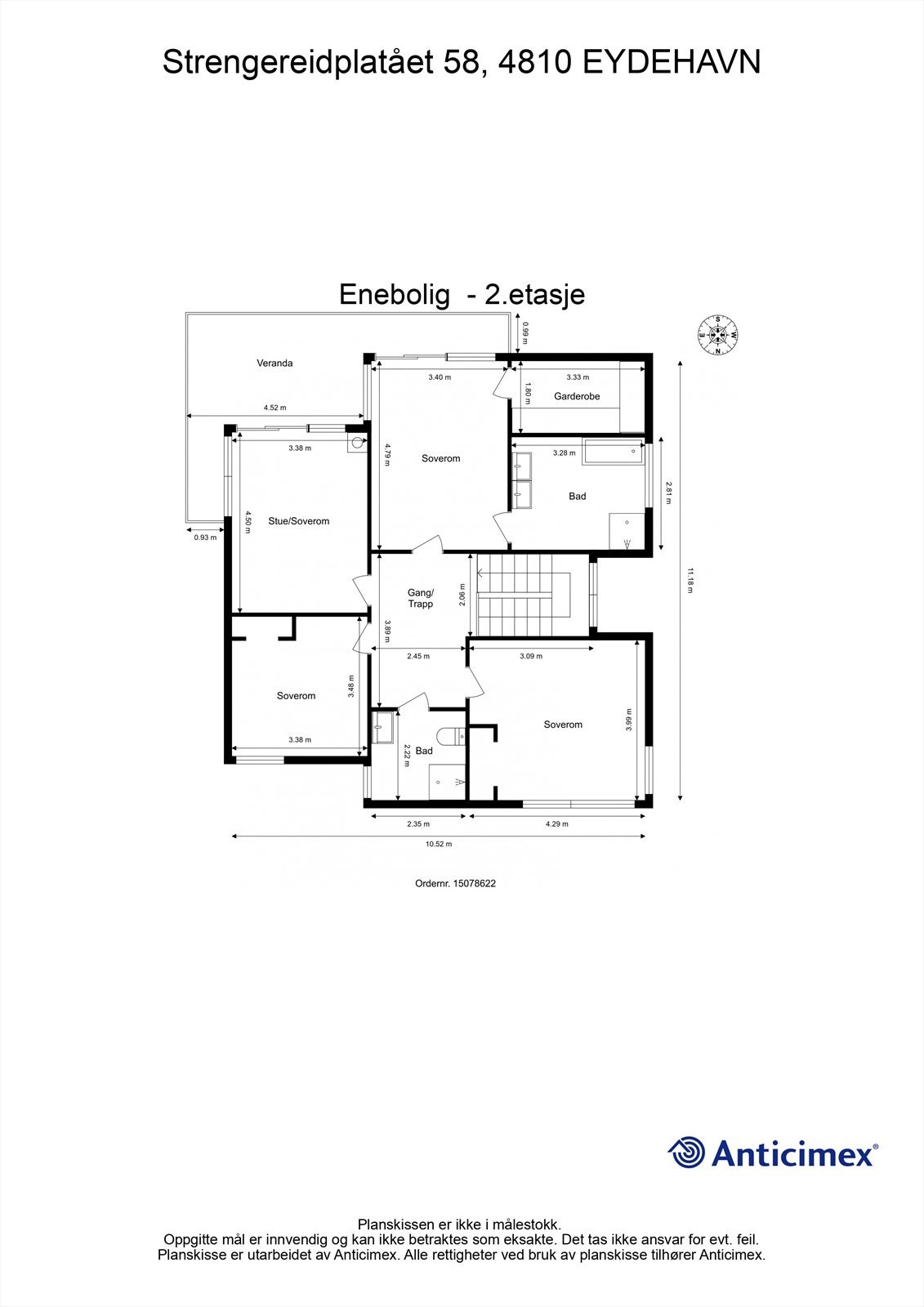 Andre etasje inneholder tre soverom, to bad, og en ekstra stue med utgang til veranda. Galleribilde