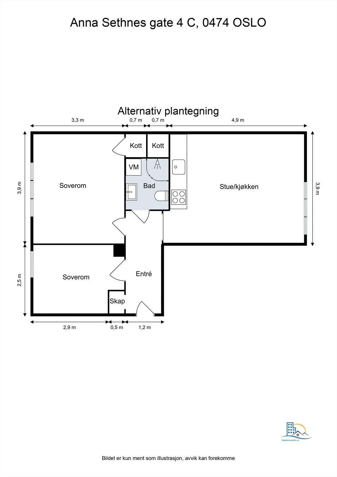 Alternativ planløsning. Kun ment som inspirasjon. Galleribilde