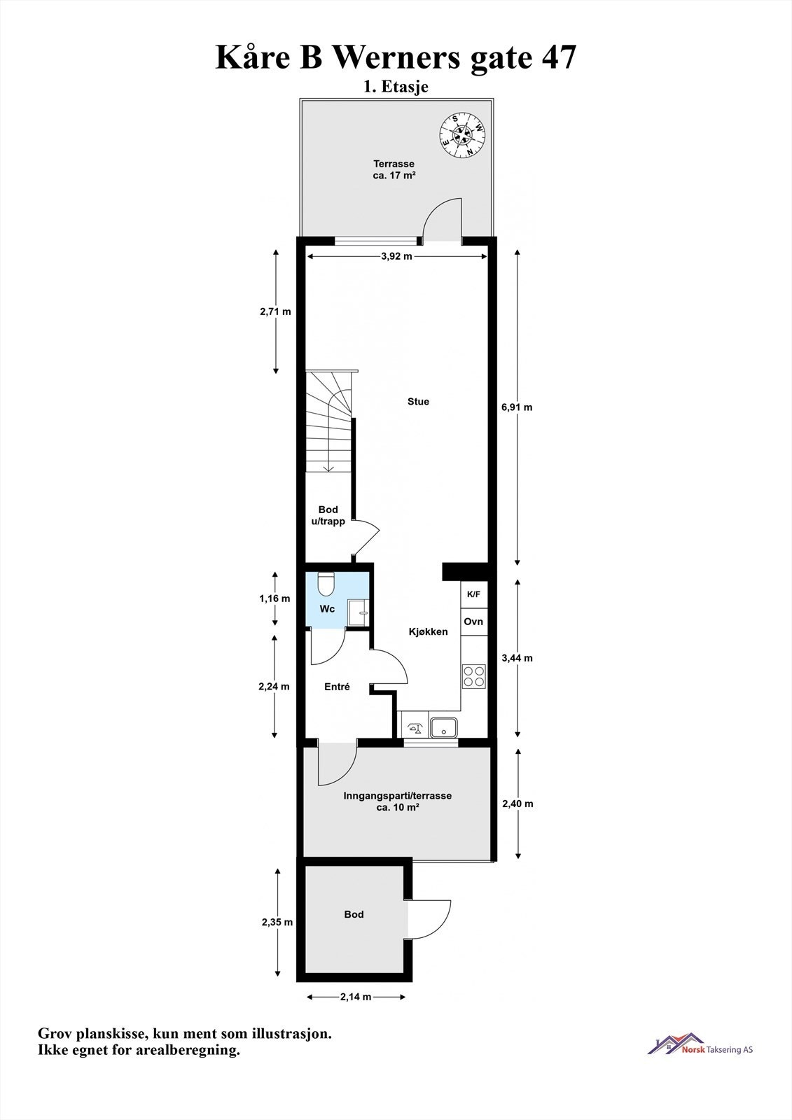 - 1. etg | Entré, stue, kjøkken, utgang til terrasse, toalettrom, bod u/trapp og sportsbod - Galleribilde