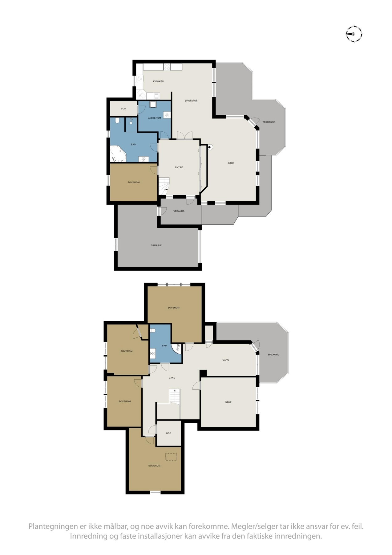 Plantegninger begge etasjer. Galleribilde