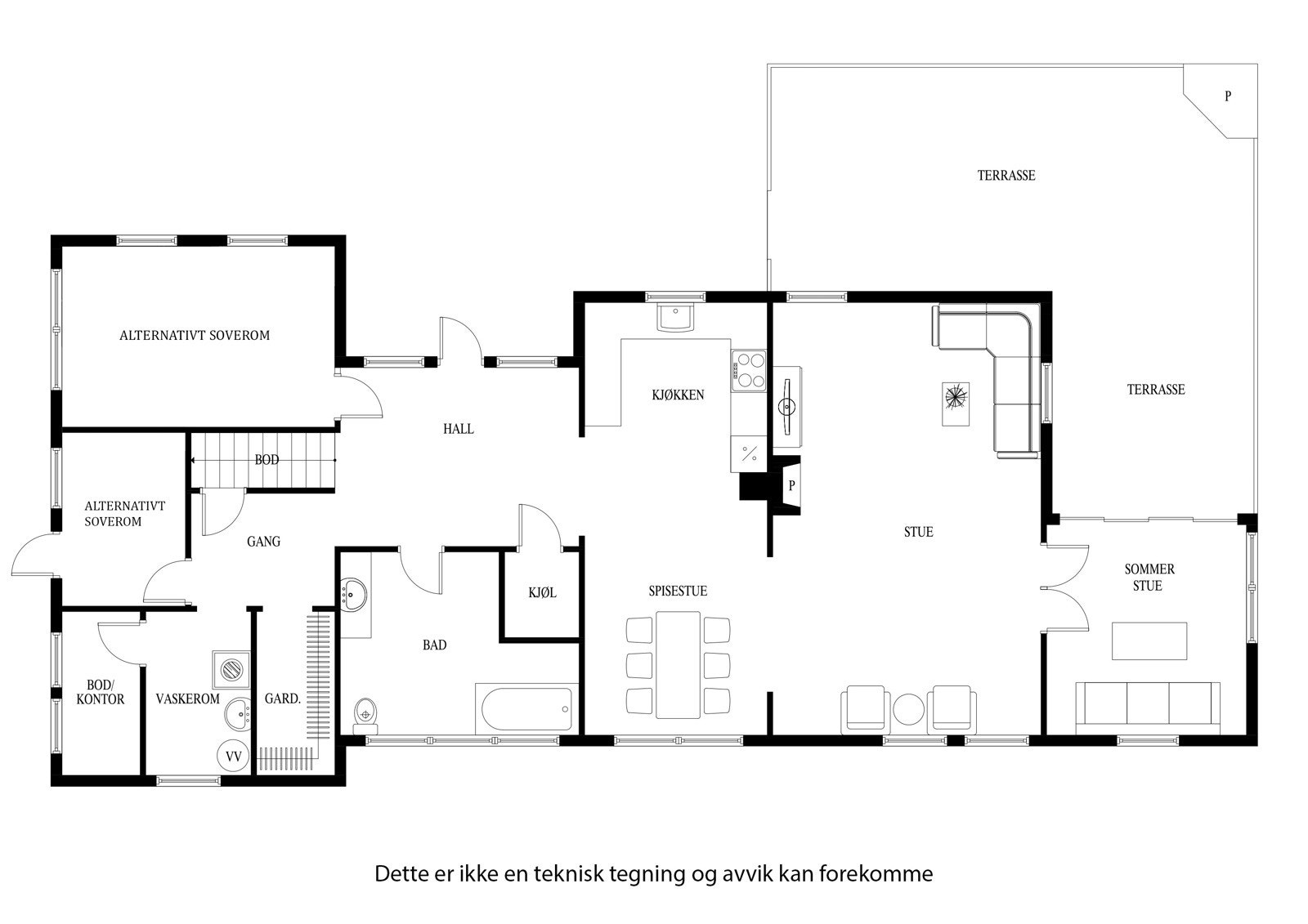 Opprinnelig plantegning med to soverom i 1 etg Galleribilde