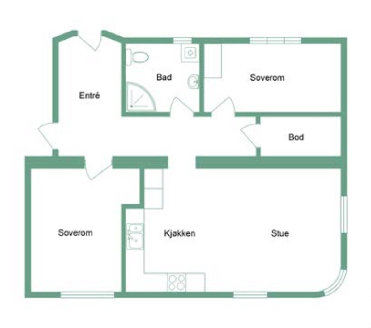 planskisse over 68 m² Galleribilde