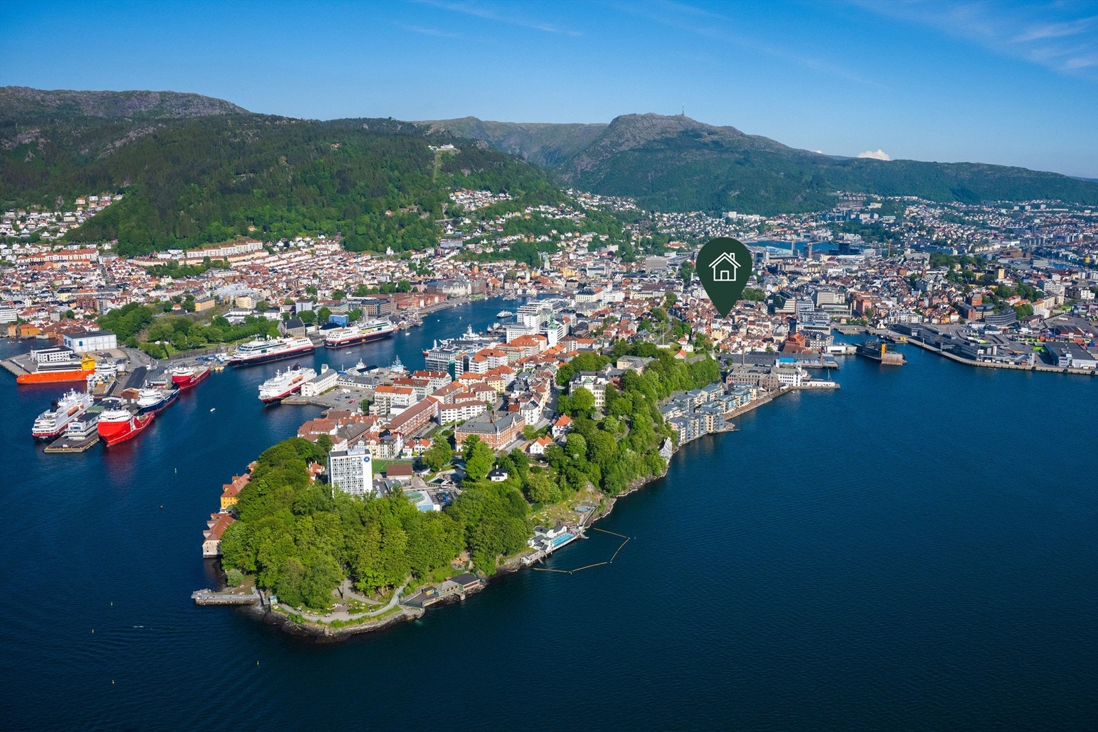 Bildet viser nærhet til idylliske Nordnesparken som ligger ytterst på Nordnespynten og er et svært populært rekreasjonsområde Galleribilde