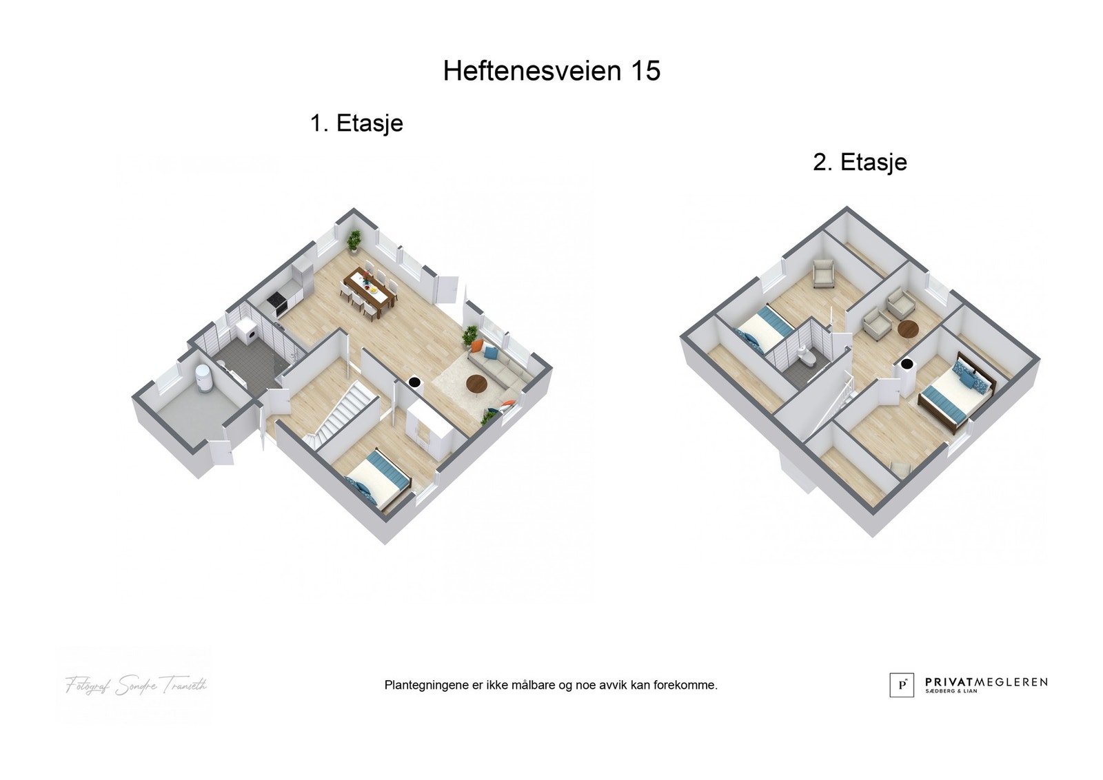 3D plantegninger begge etasjer laget av fotograf Galleribilde