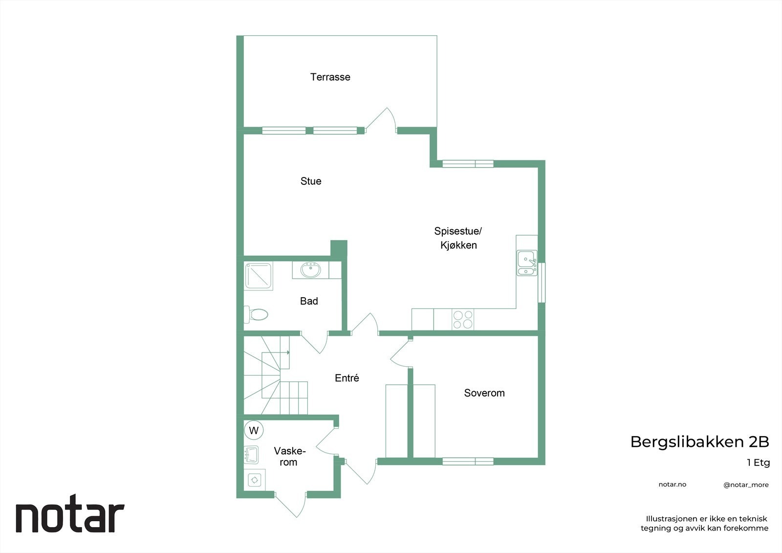Plantegning for Bergslibakken 2B - Hovedetasje Galleribilde