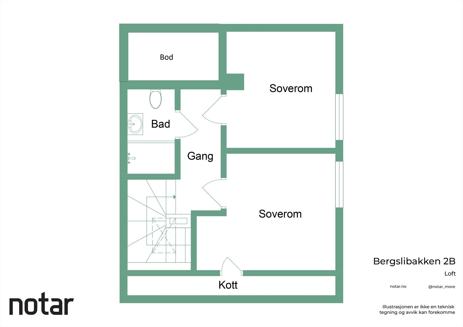 Plantegning Bergslibakken 2B - Loft Galleribilde