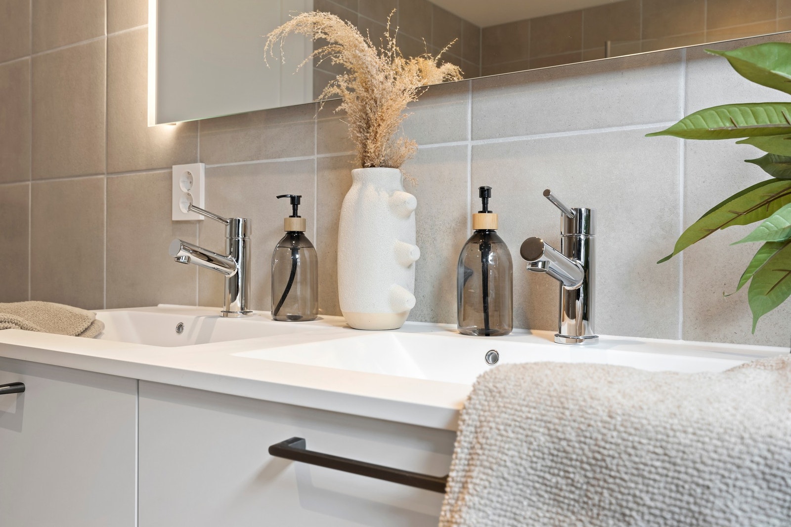 Dobbel servant speil med lys Galleribilde