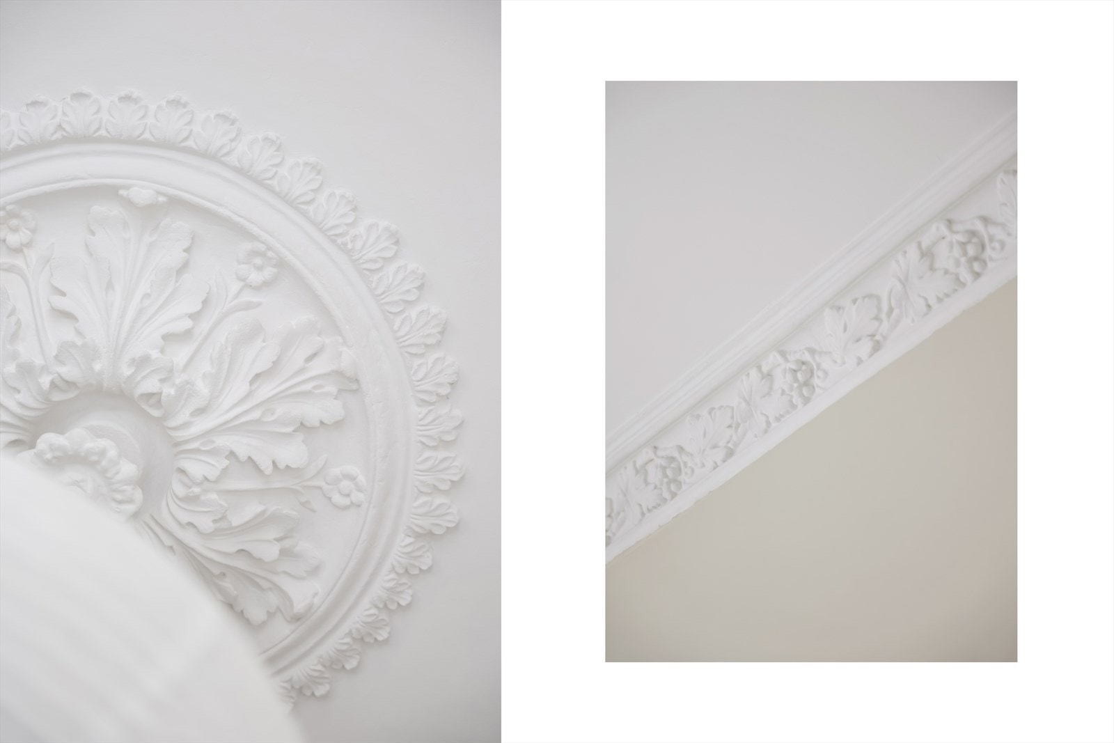 De klassiske detaljene som rosett og stukkatur er bevart og gir leiligheten særpreg. Galleribilde