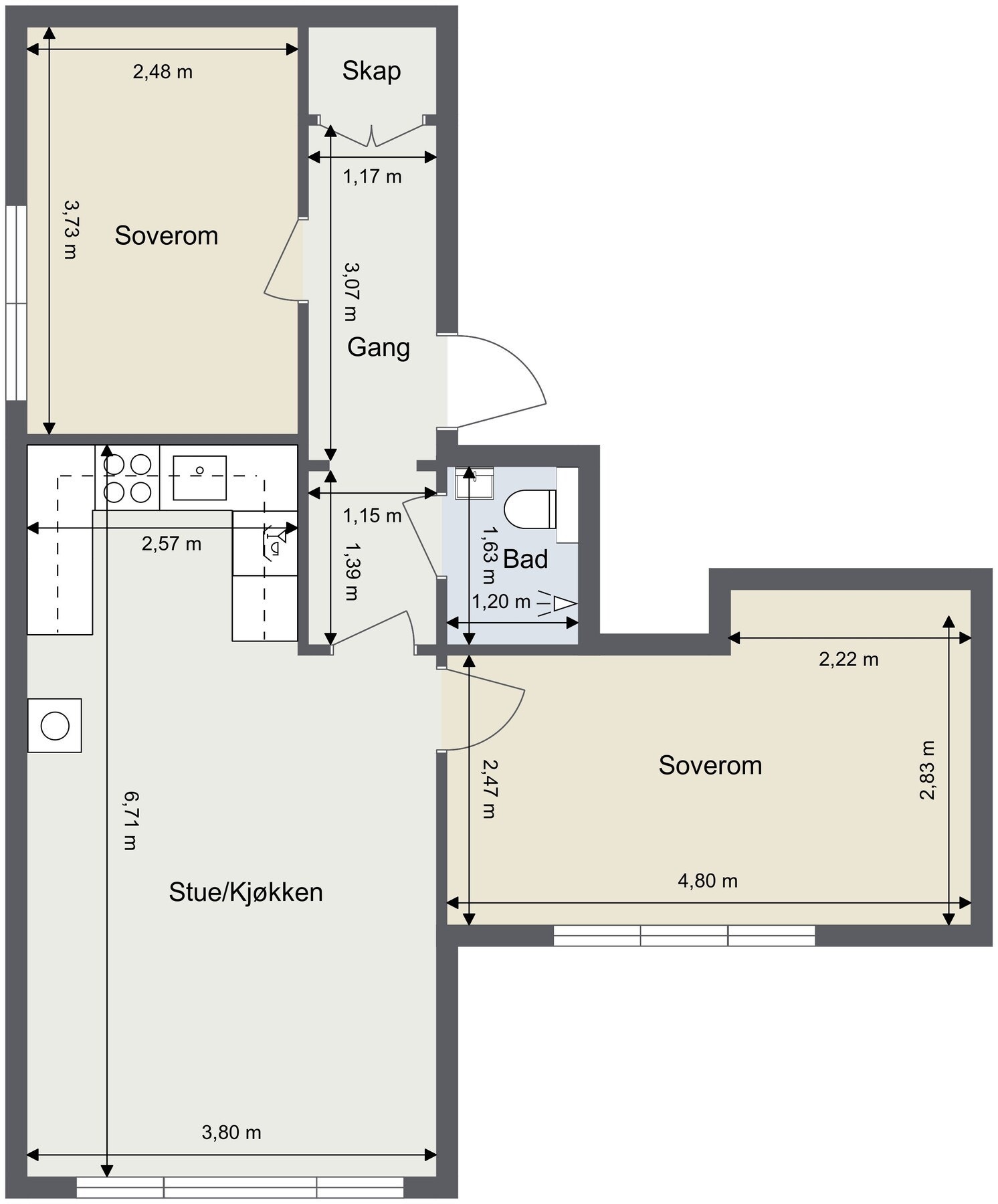 Leiligheten har en god planløsning og luftig beliggenhet. Galleribilde