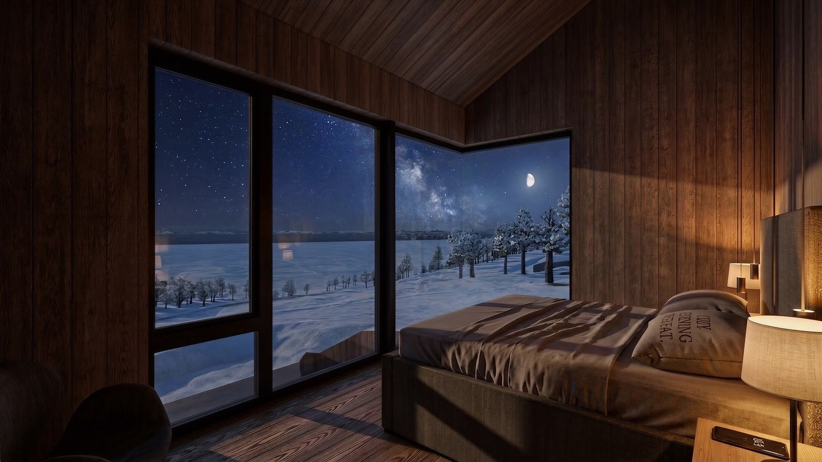 Lekkert mastersoverom med utsikt, eksklusive tekstiler og en varm behagelig stemning Galleribilde