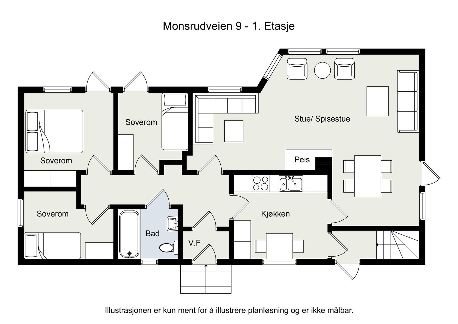 Her ser du planløsningen for 1. etasje Galleribilde
