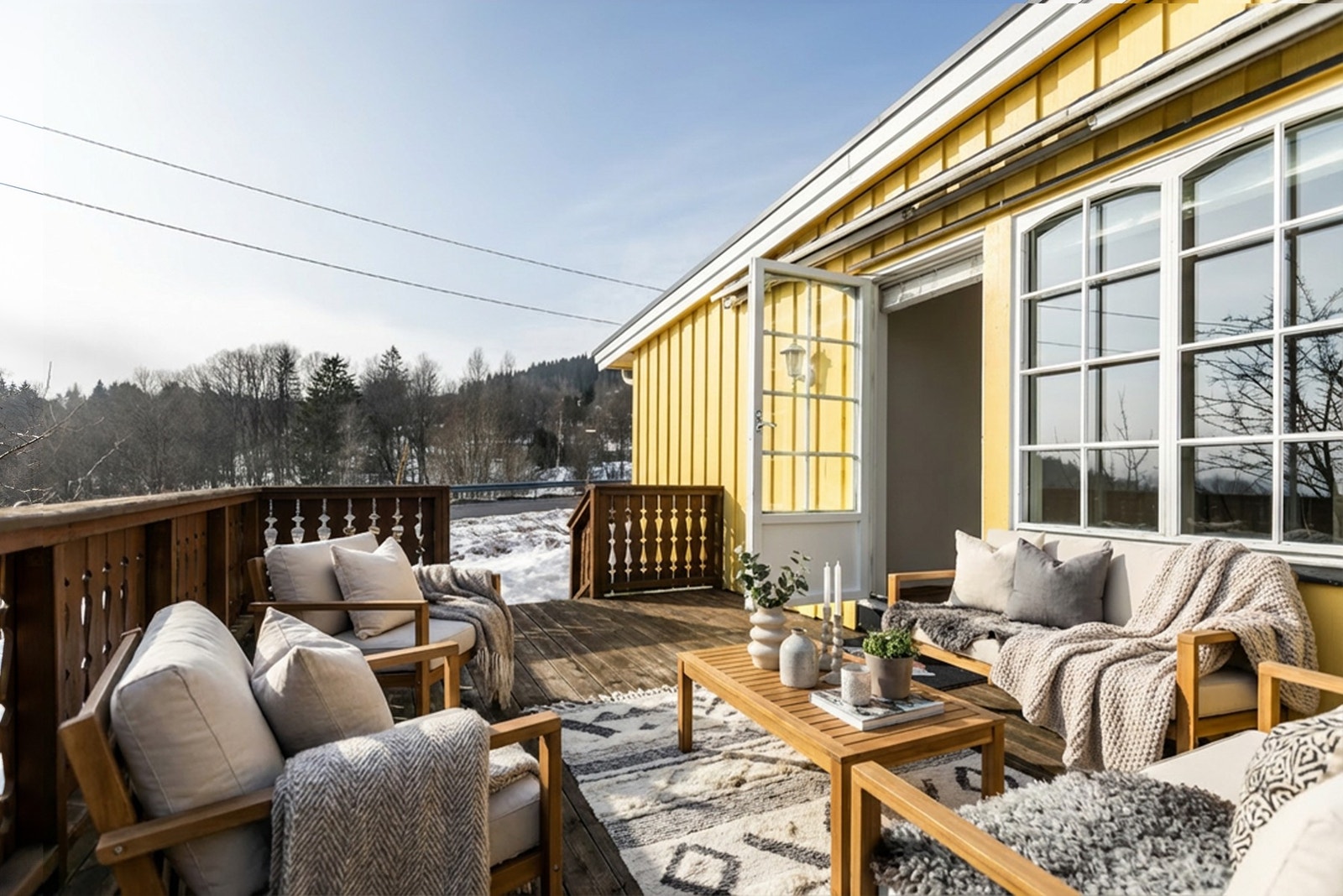 Velkommen til Slattum terrasse 1B, presentert av Nini Tran v/EIE Eiendomsmegling! Foto: StudioOslo. Bildet er AI-redigert med digitalt stylet møbler. Galleribilde
