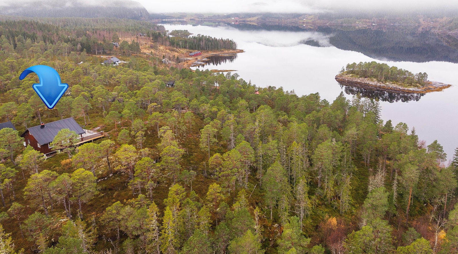Dronebilde over nærområdet Galleribilde