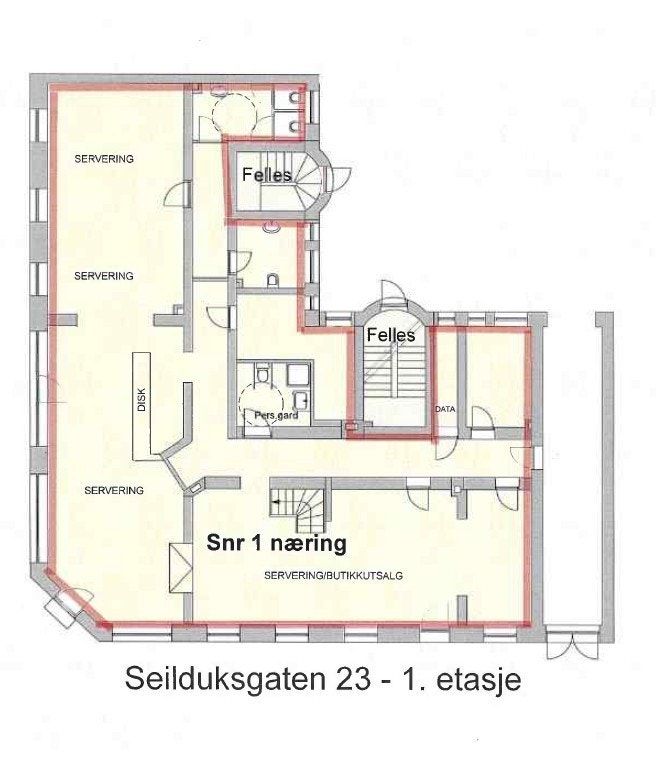 Plantegning av første etasje Galleribilde