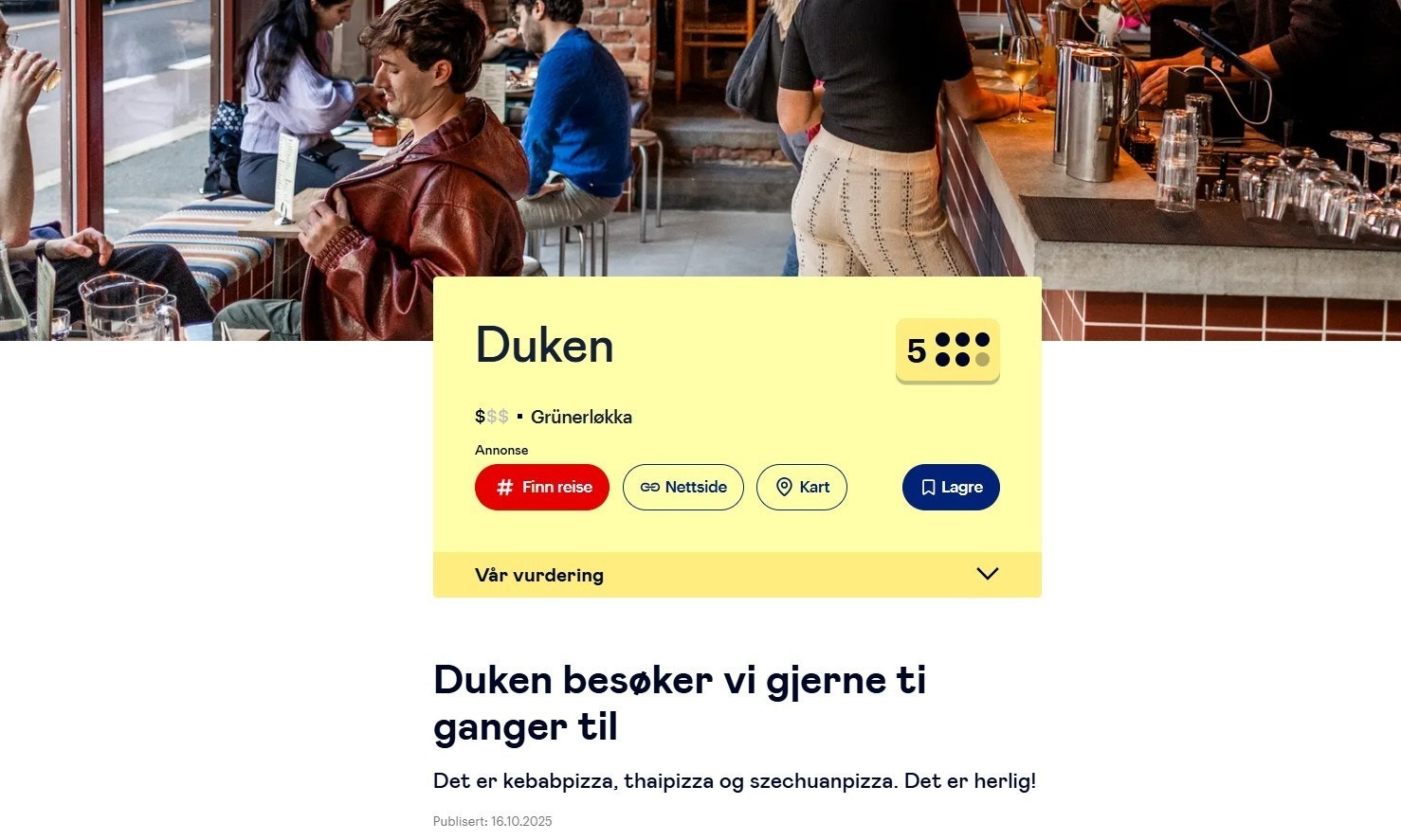 Topp anmeldelse fra Aftenpostens Vink Galleribilde