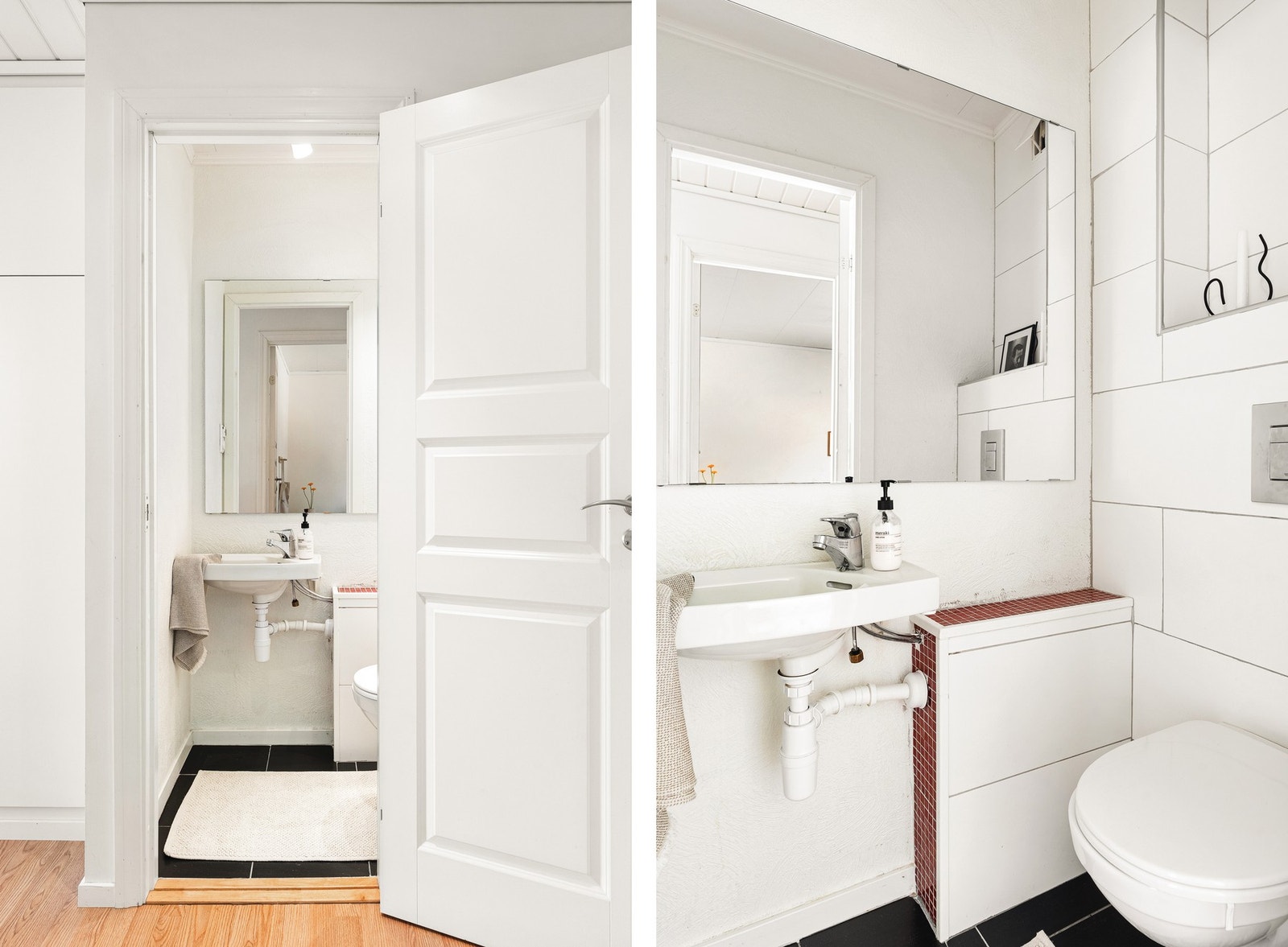 Leiligheten har eget toalettrom med varme i gulv. Innredet med toalett og servant. Galleribilde