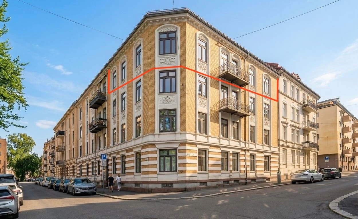 Velkommen til Svoldergata 3 B/D - Presentert av Sem og Johnsen ( KI redigert ). Galleribilde