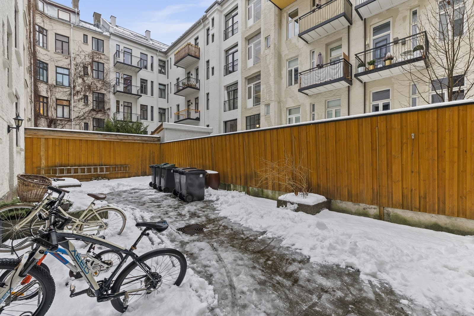 Bakgård med sykkelparkering Galleribilde