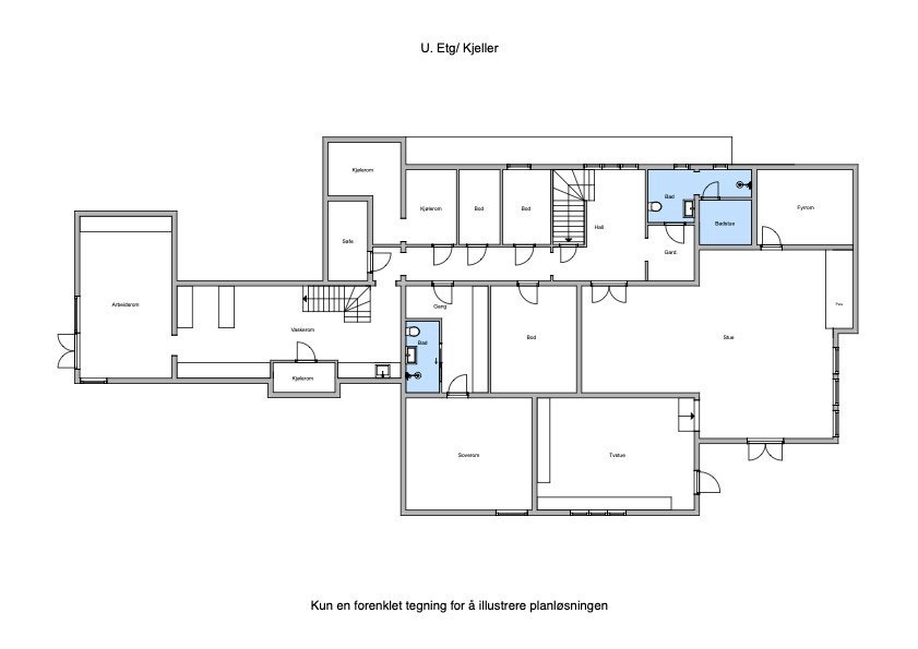 Hovedhus, underetasje: 230 kvm BRA. Galleribilde