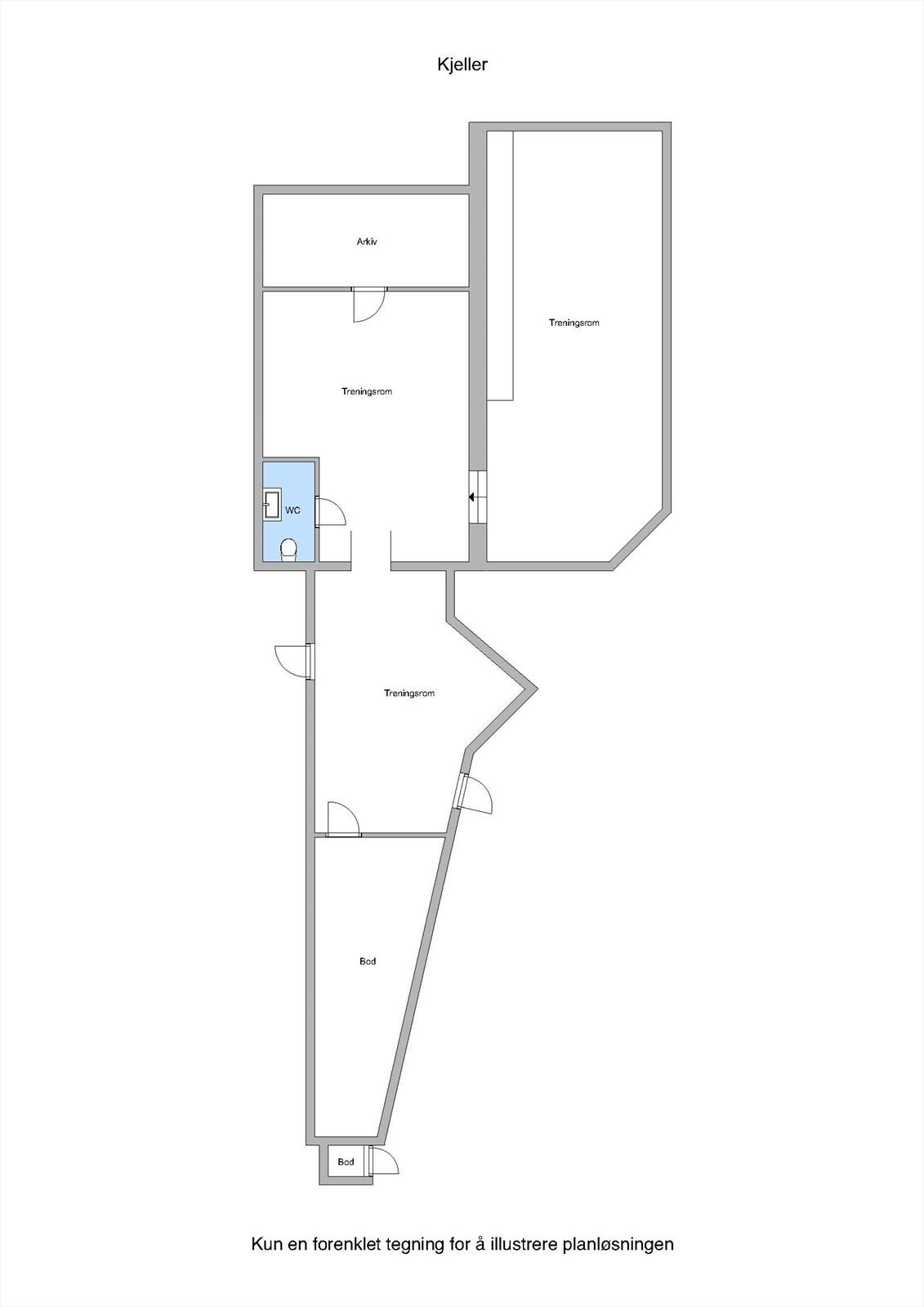 Portnerbolig, underetasje: 115 kvm BRA-e (eksternt bruksareal). Galleribilde