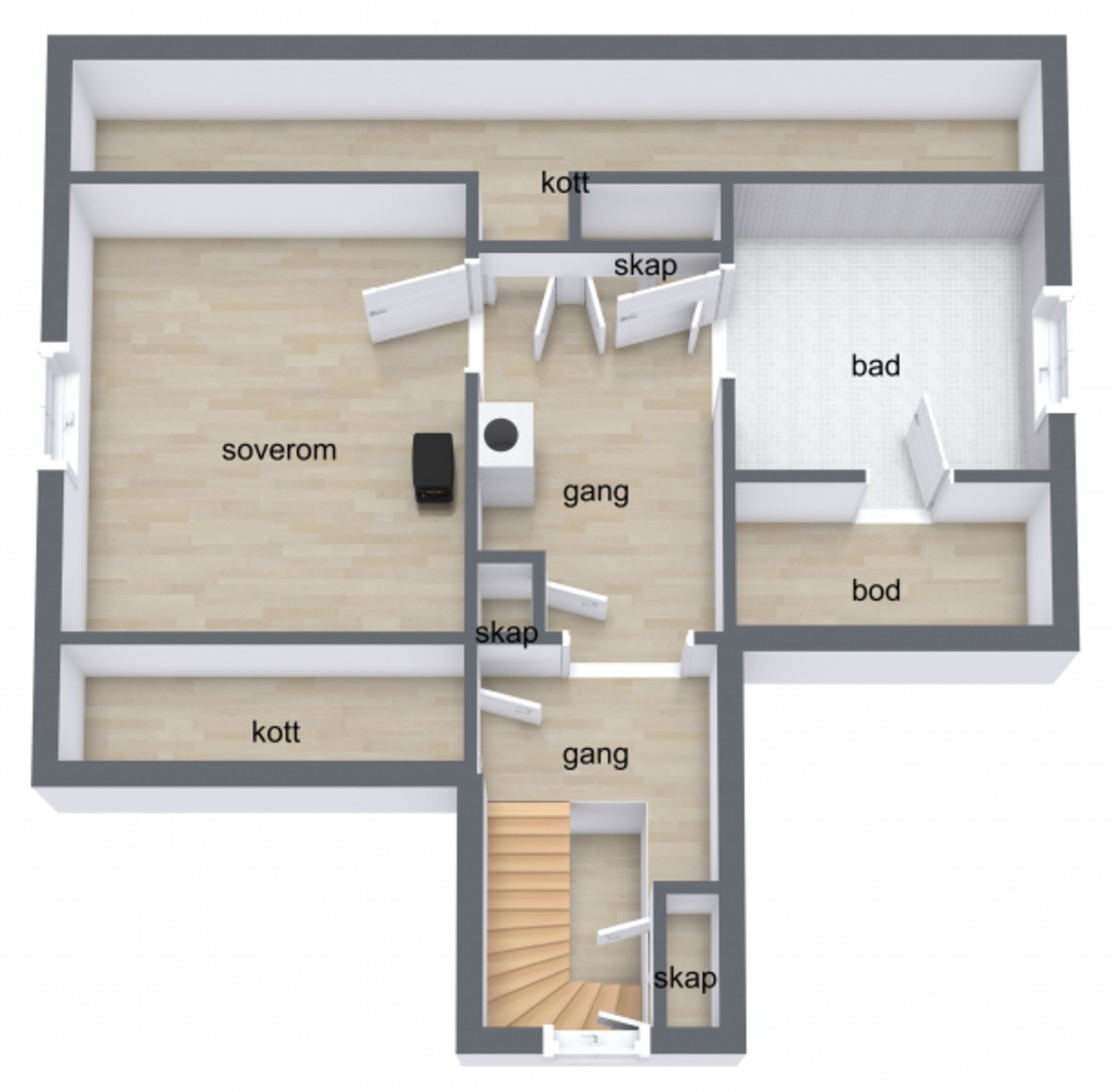 Plantegning loftetasje Galleribilde