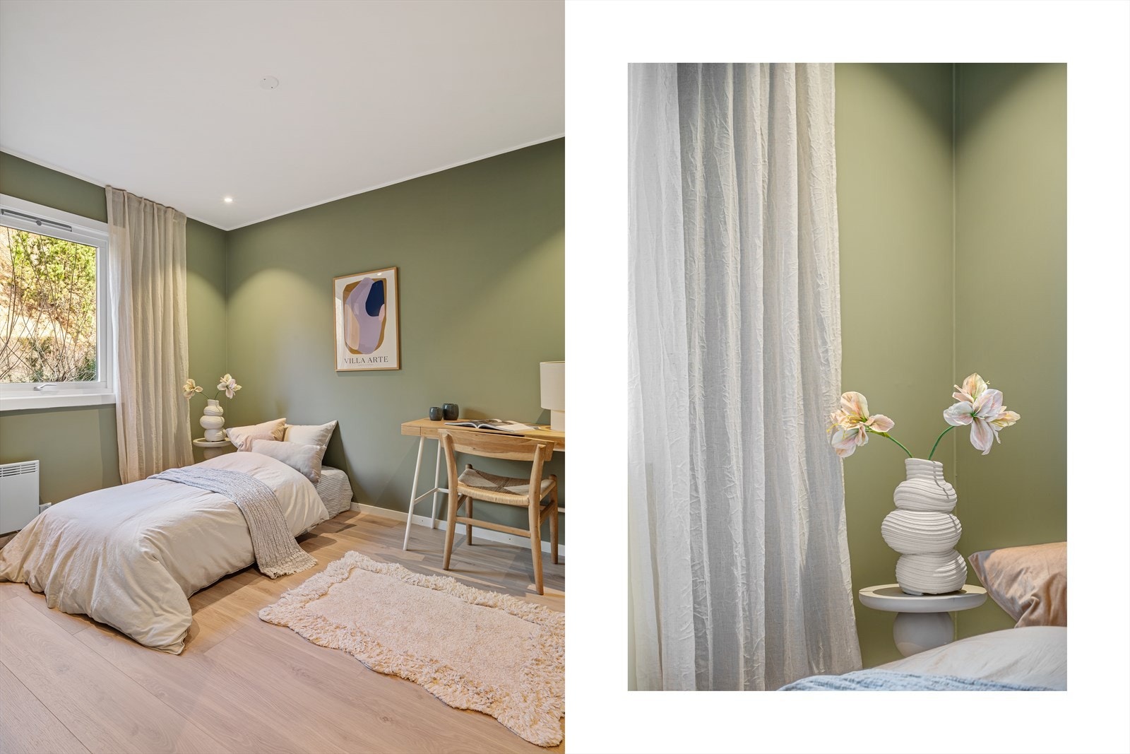 - God plass til seng i ønsket størrelse og tilhørende møblement - Galleribilde