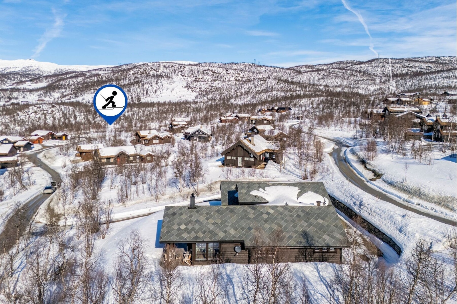 Det er godt utvalg av velpreparerte skiløyper rett utenfor hyttedøren - både barnevennlige løyper og høyfjellsløyper. Galleribilde