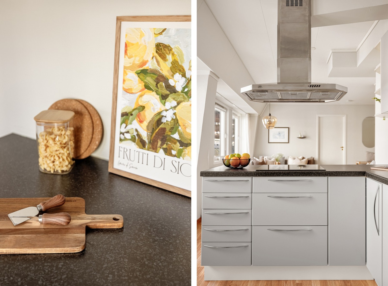 På kjøkkenet er det integrert stekeovn (2025), platetopp, ventilator, oppvaskmaskin (2022) og kjøleskap med frysedel (2025). Galleribilde