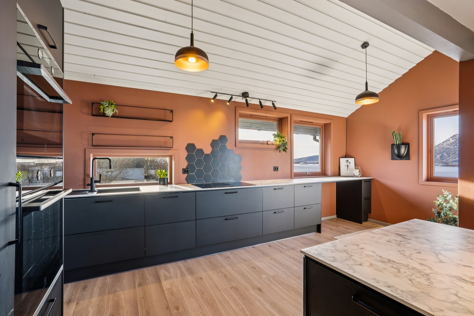 Platetoppen har integrert ventilator, og det elektriske anlegget på kjøkkenet Galleribilde