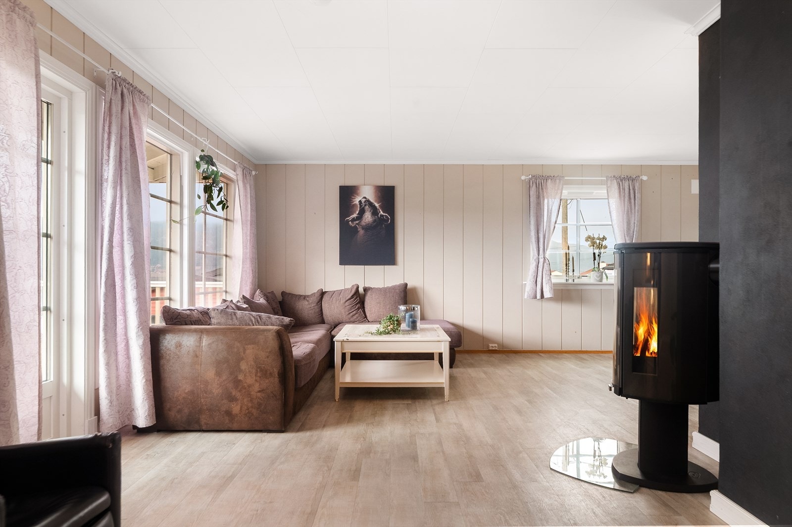 Vinduene slipper rikelig med naturlig lys inn i rommet. Galleribilde