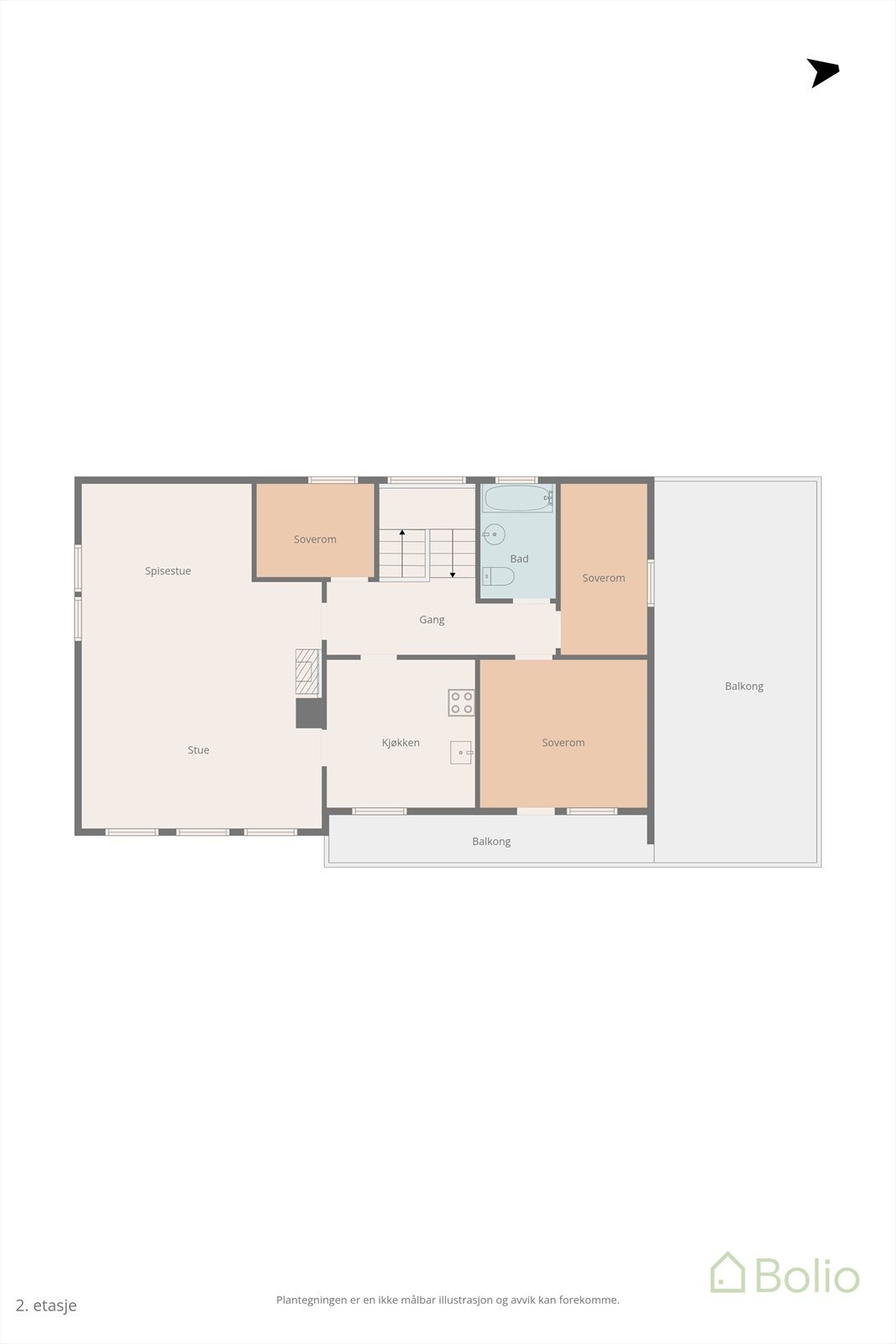 Plantegning hovedetasje. Galleribilde