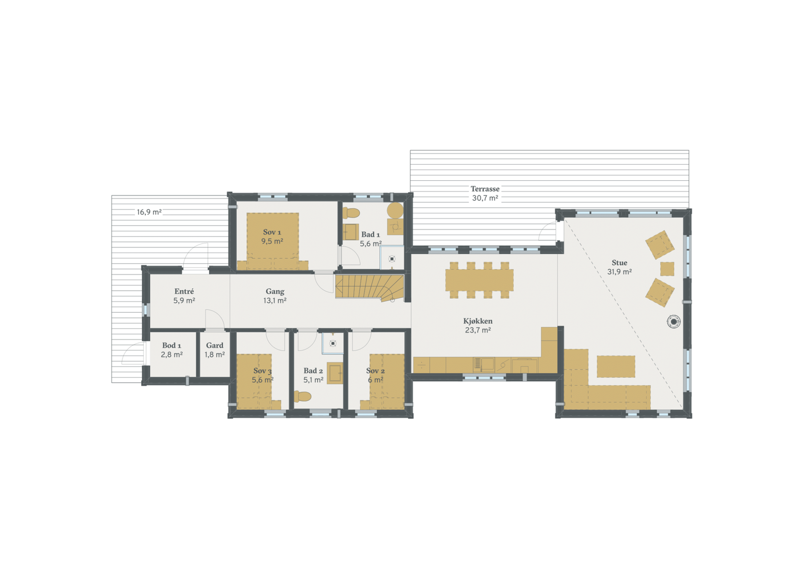 Plantegning hovedplan Storeble Panorama med hems Galleribilde