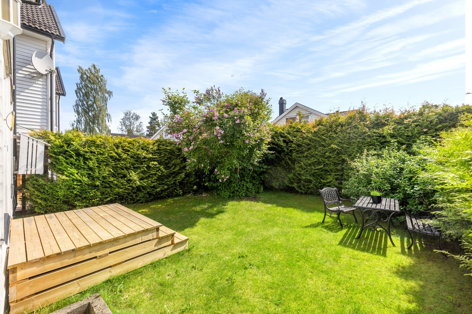 Den høye hekken skjermer hagen fra innsyn Galleribilde