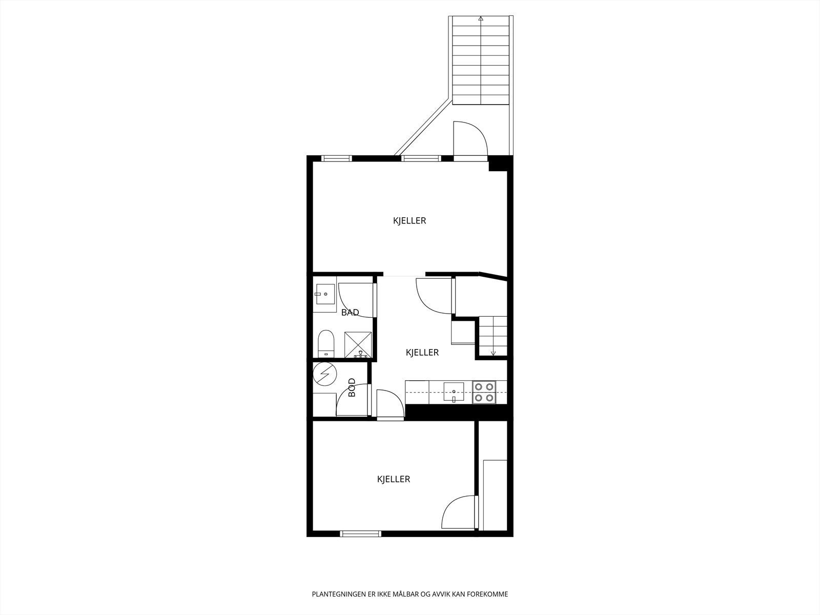 Plantegning underetasje (rommene er ikke godkjent til varig opphold/beboelse) Galleribilde