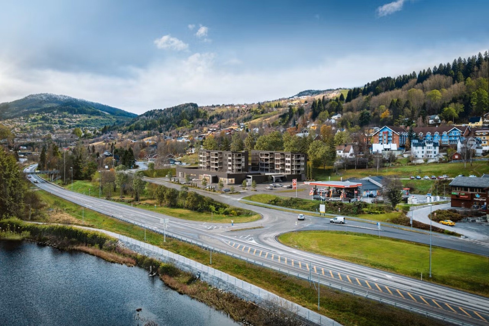 I Sentrumsparken får du både sentrum og naturen som nærmeste nabo (illustrasjon, avvik kan forekomme) Galleribilde