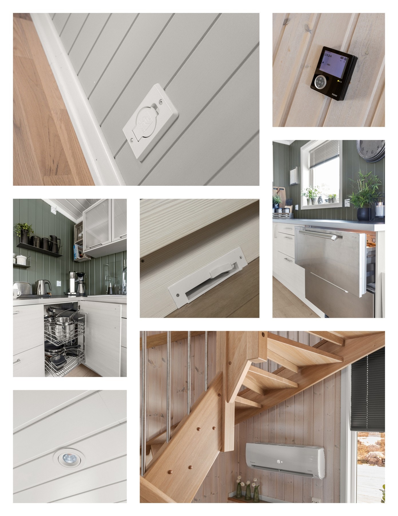 Utstyr i boligen:
Kjøkkenet har praktisk skuffeinnredning fra Blum, samt sugebrett i sokkellist. Sentralstøvsuger med ett uttak i hver etasje, varmepumpe med wifi-styring, dimmbare ledspotter. Galleribilde